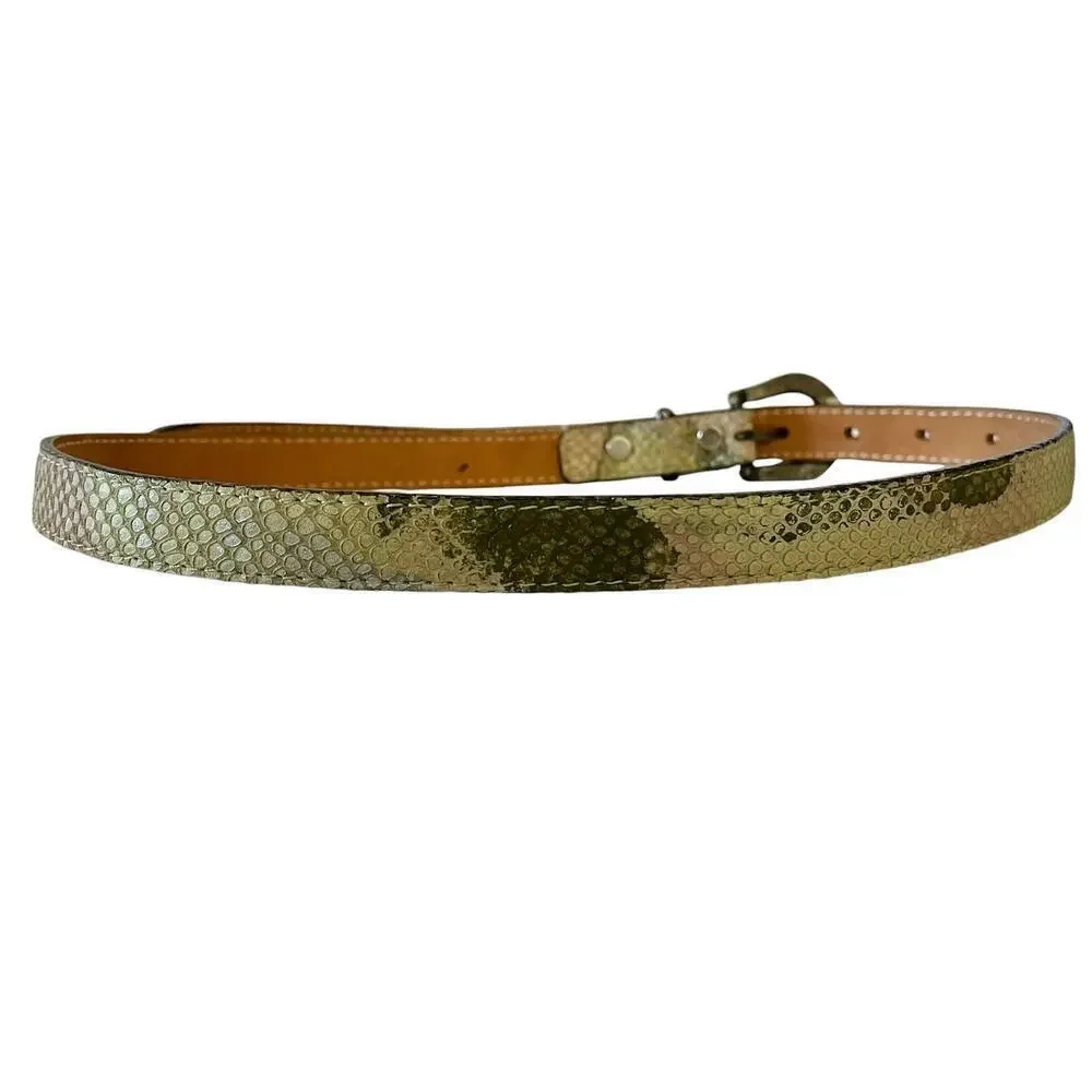 Streets Ahead Green Snake Embossed Leather Long Flap Belt Size S